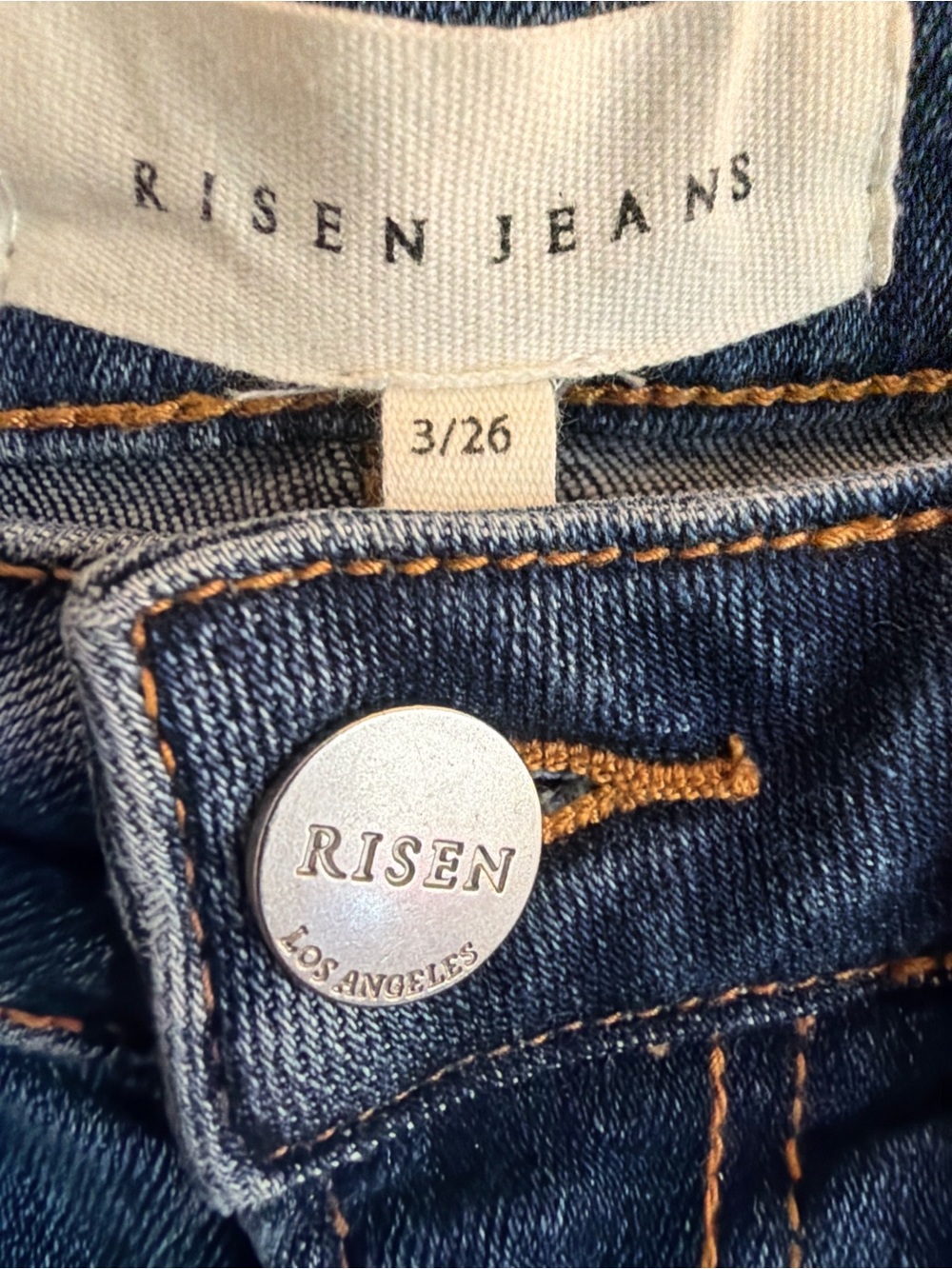 Risen Los Angeles Size 3/26 Distressed Bootcut Raw Hem Stretch Jeans Medium Wash - Picture 5 of 7